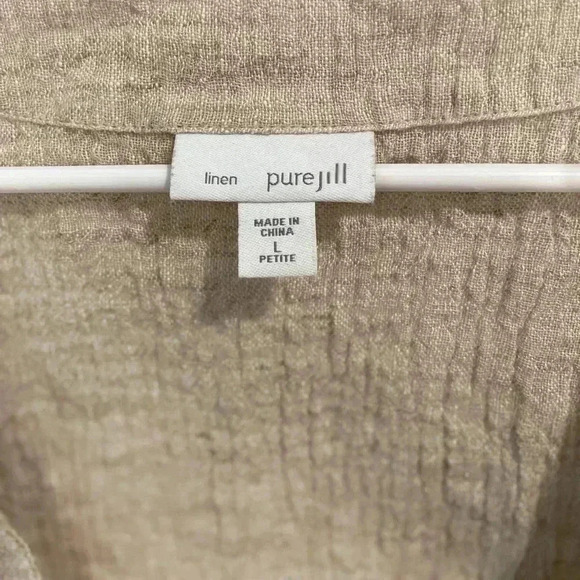 Pure J Jill Linen Duster Vest Cardigan Lagenlook Tie Front Large L Petite Coasta - Picture 2 of 8